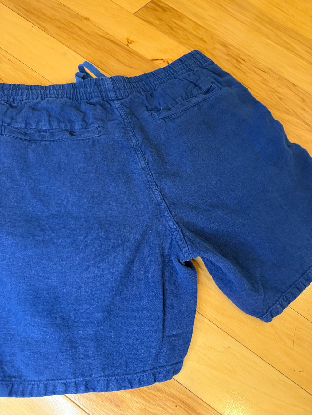 Madewell Men's Blue Elastic-Waist Casual Linen Draw-String Shorts - Picture 7 of 9
